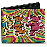 Buckle-Down Grateful Dead Wallet, Bifold, Grateful Dead Dancing Bears Swirl Multi Color, Vegan Leather