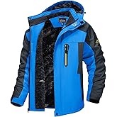 TACVASEN Men's Winter Ski Jacket Waterproof Snow Coats Snowboard Fleece Lining Jacket Warm Parka with Hooded