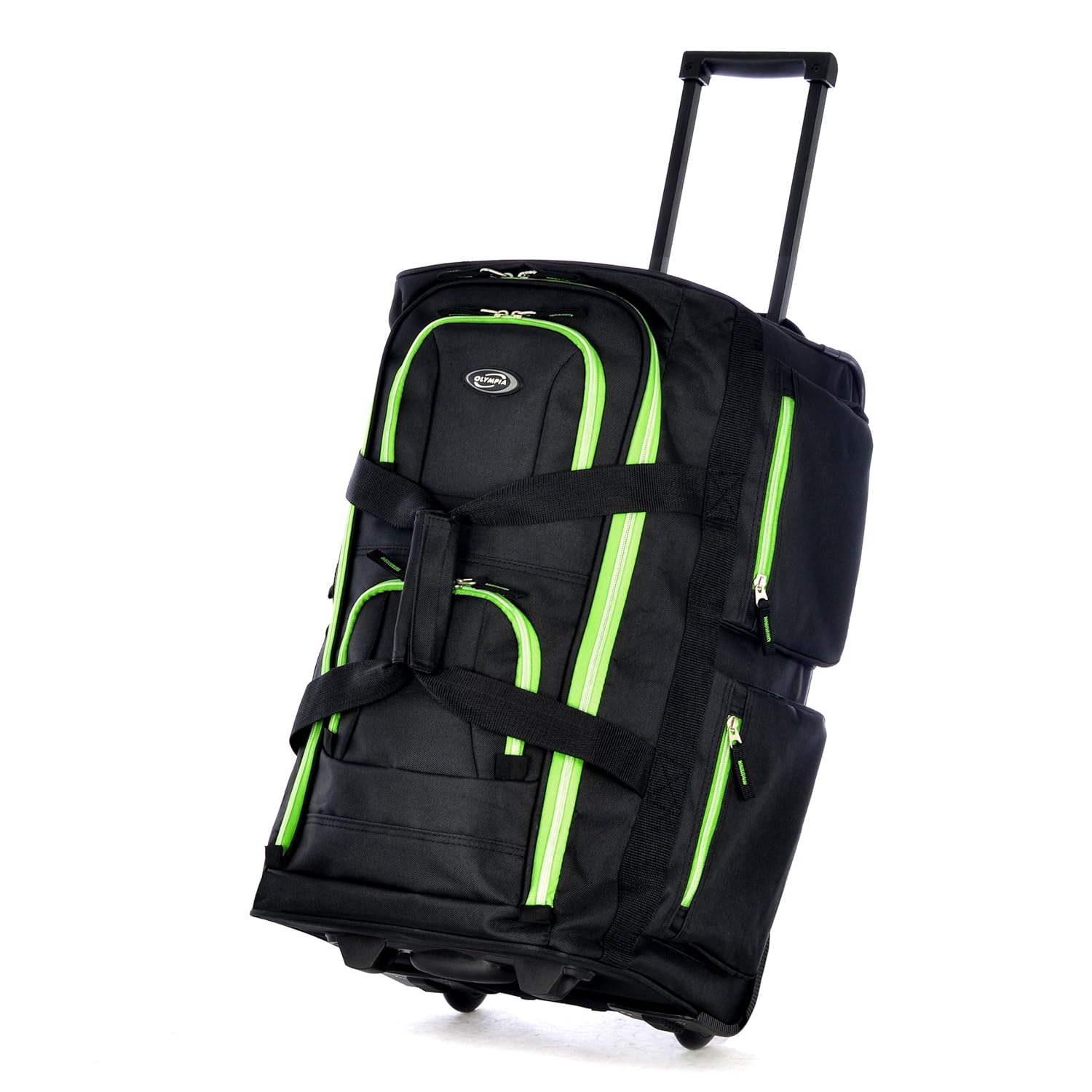 Olympia 22 Inch 8 Pocket Rolling Duffel, Black/Lime, One Size Amazon