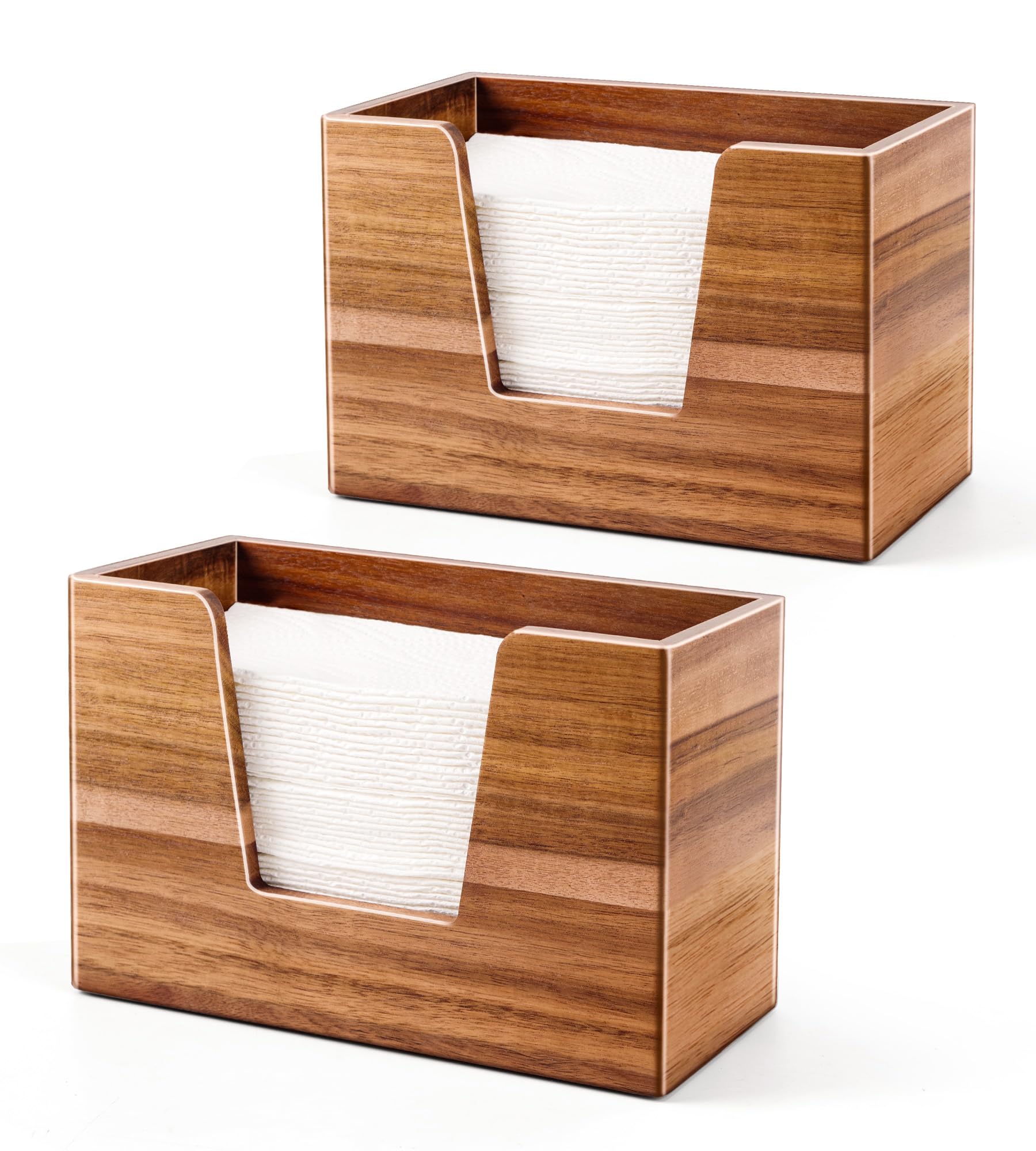 Photo 1 of 2Pcs Paper Towel Holder, Wood Napkin Holder for Bathroom Kitchen Countertop, C-Fold, Z-Fold, Trifold Hand Paper Towel Holder Dispenser