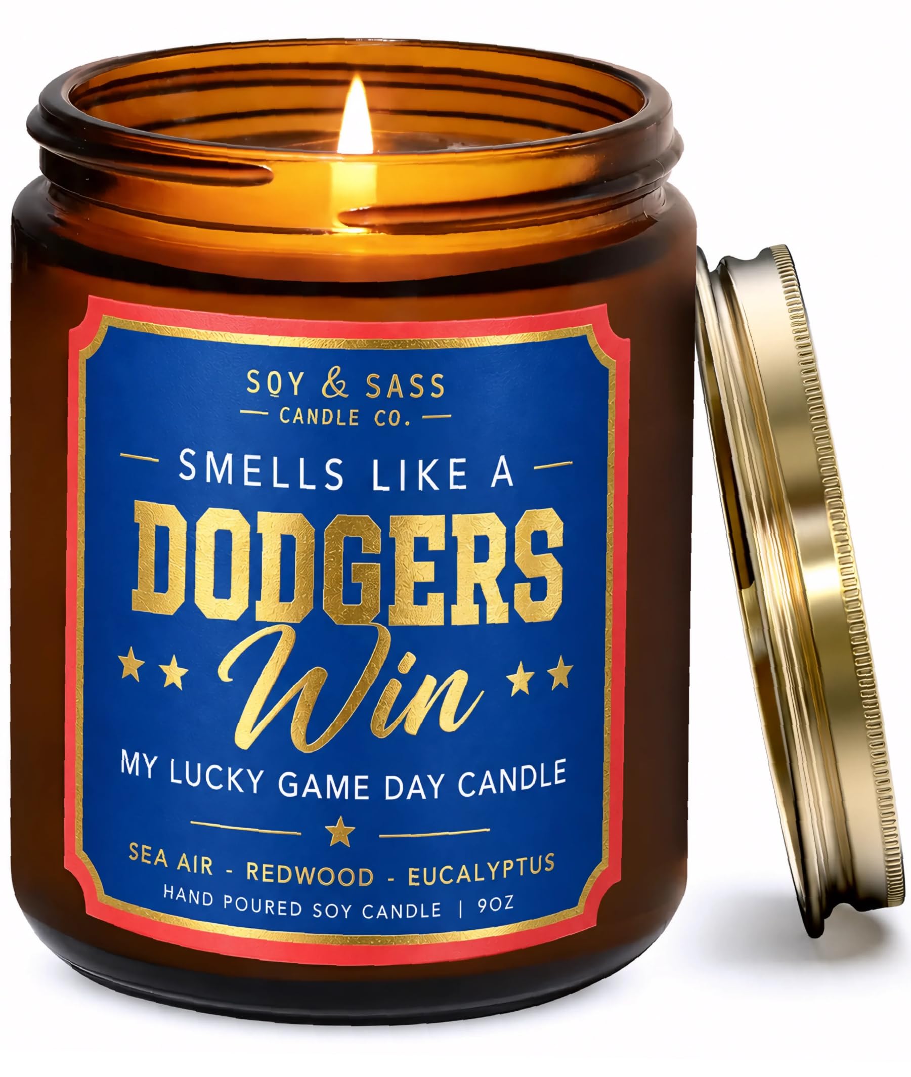 Dodgers Gifts for Women / Men - Smells like a Dodgers Win Candle, USA Made | Scent of Los Angeles Dodgers-Sea Salt, Eucalyptu