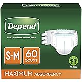 Depend Incontinence Protection with Tabs, Maximum Absorbency, S/M, 60 Count (3 Packs of 20) (Packaging May Vary)