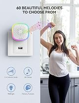 TECKNET Mini Wireless Doorbell RGB Light IP66 400M 60 Melodies 5 Level Volume view 2