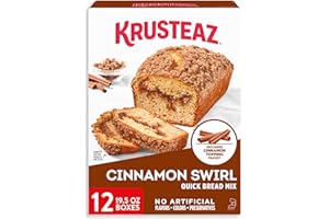 Krusteaz Cinnamon Swirl Quick Bread Mix, Includes Cinnamon Topping, 19.5 oz Boxes (Pack of 12)