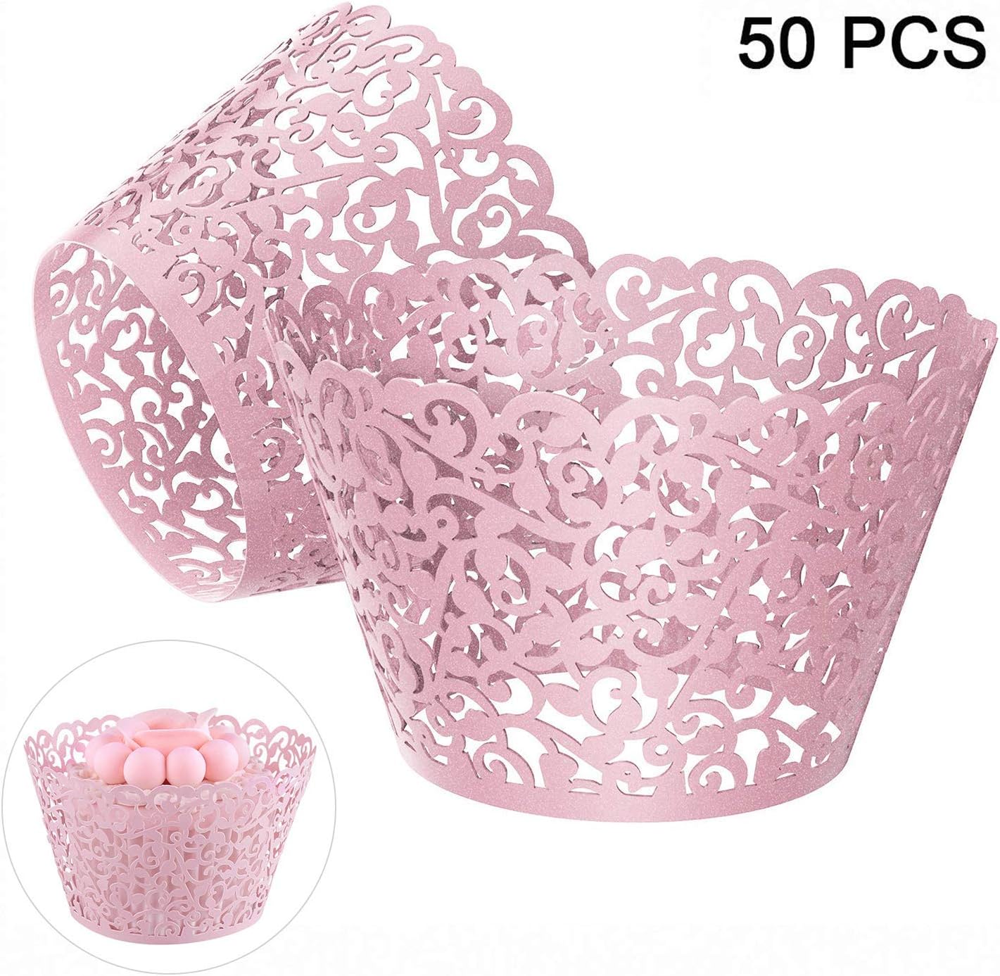 Cupcake Wrappers 50pcs/pack White Lace Cupcake Liners Laser Cut Cupcake Papers