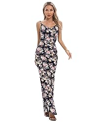 Capuffy Women Floral Print Maxi Dresses Lace