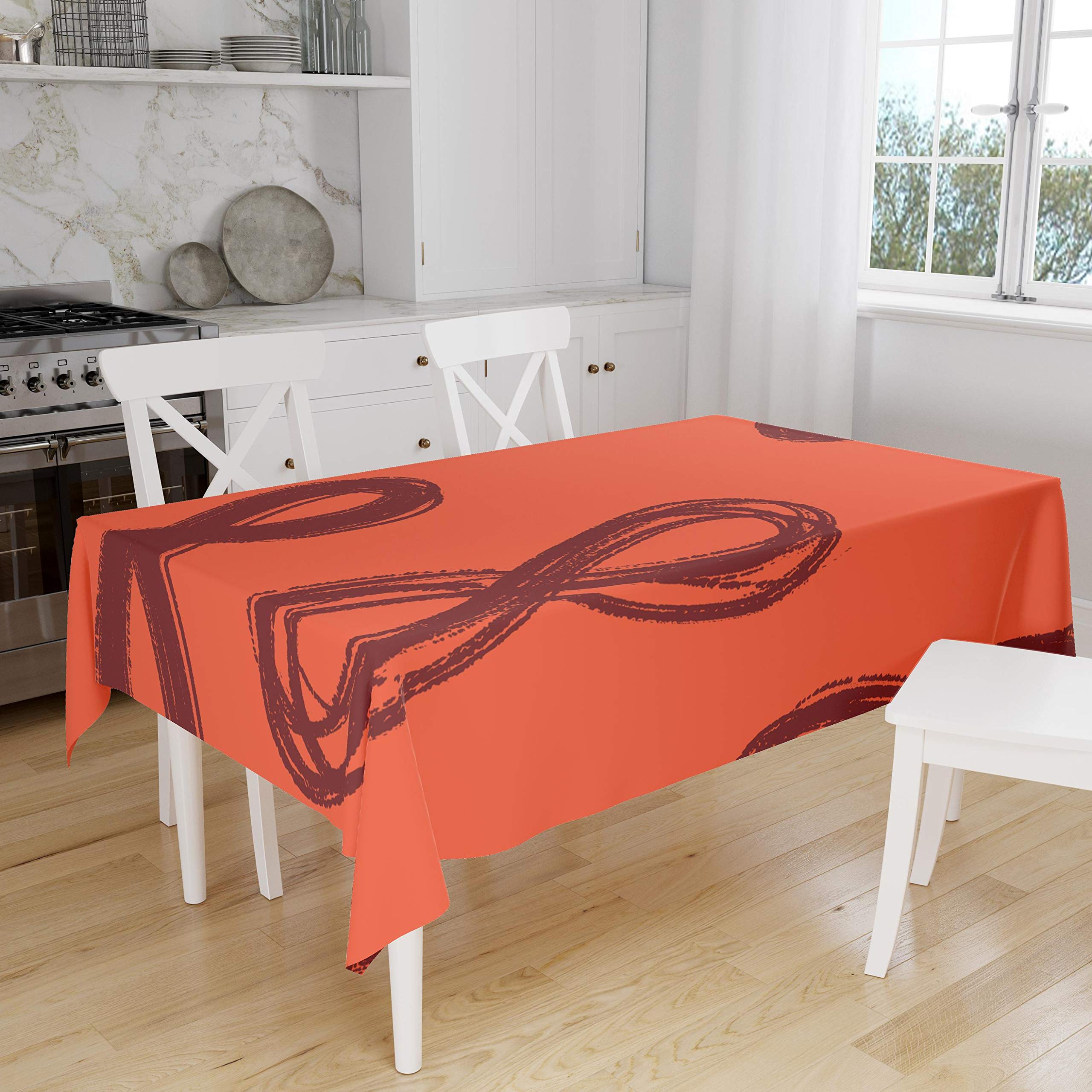 Bonamaison Kitchen Decoration, Tablecloth, Orange Bordeux, 140 x 160 Cm - Designed and Manufactured in Turkey