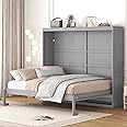 Harper & Bright Designs Queen Size Murphy Bed, Wall Bed Queen Platform Bed, No Box Spring Needed, Gray