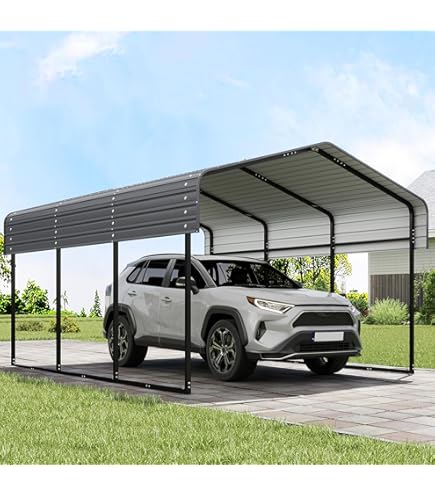 Sapphome 12X20ft Heavy Duty Metal Carport With Galvanized Steel Roof