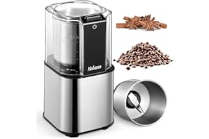 Yabano Coffee Grinder Electric, Spice Grinder/Herb Grinder, One Touch Coffee Bean Grinder,Food Grade Stainless Steel Blades with 1 Removable Stainless Steel Bowl, Dishwasher Safe Bowl, Black