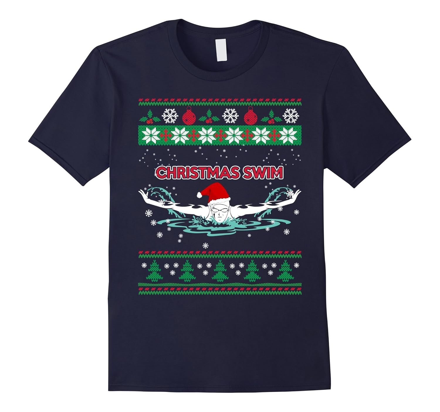 Ugly Christmas Swim Sweater T-shirt for Men, Women and Kids-Rose