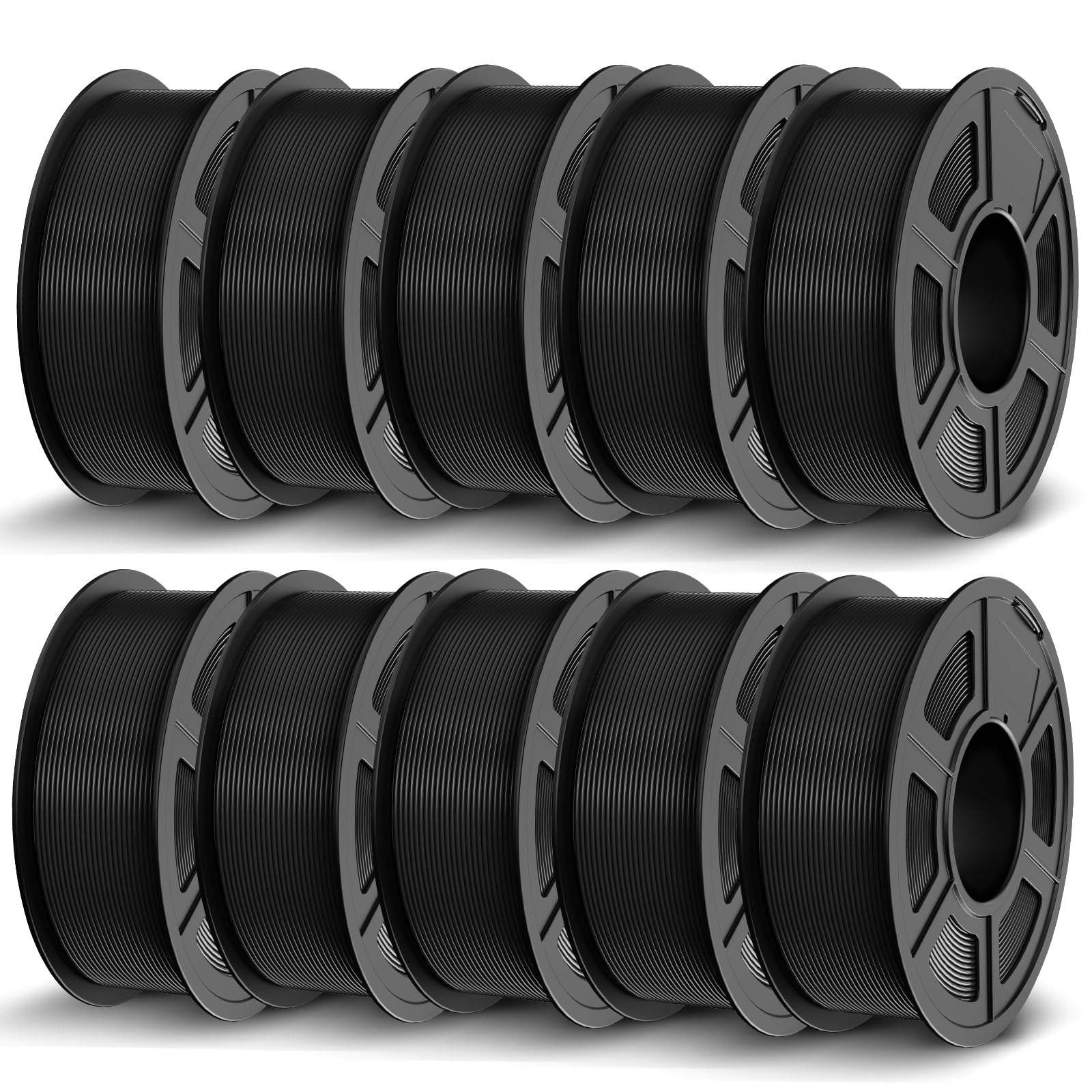 JAYO PLA Filament 1.75mm Schwarz 1.1kg*10, Nackte Wunde 3D Drucker Filament, Maßgenauigkeit +/- 0.02mm, für die meisten FDM 3D-Drucker