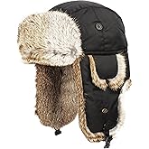 Vegan Fur Trapper Hunting Hat Aviator Winter Cap