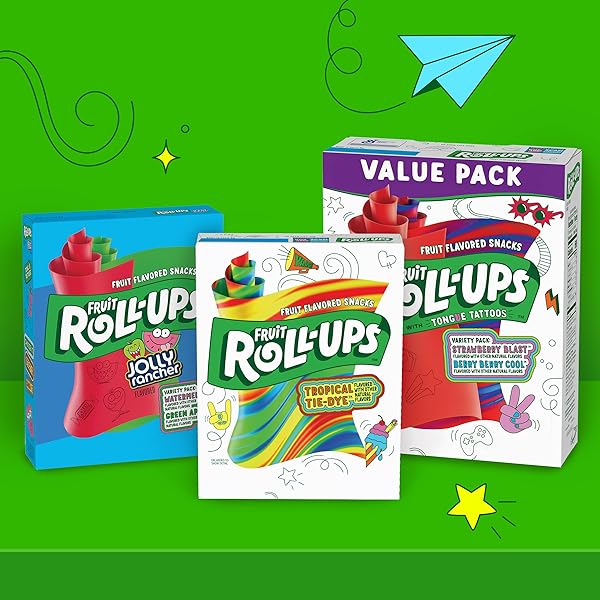 FRUIT ROLL-UPS FRUIT FLAVORED SNACKS, JOLLY RANCHER, VARIETY PACK, 10 CT
