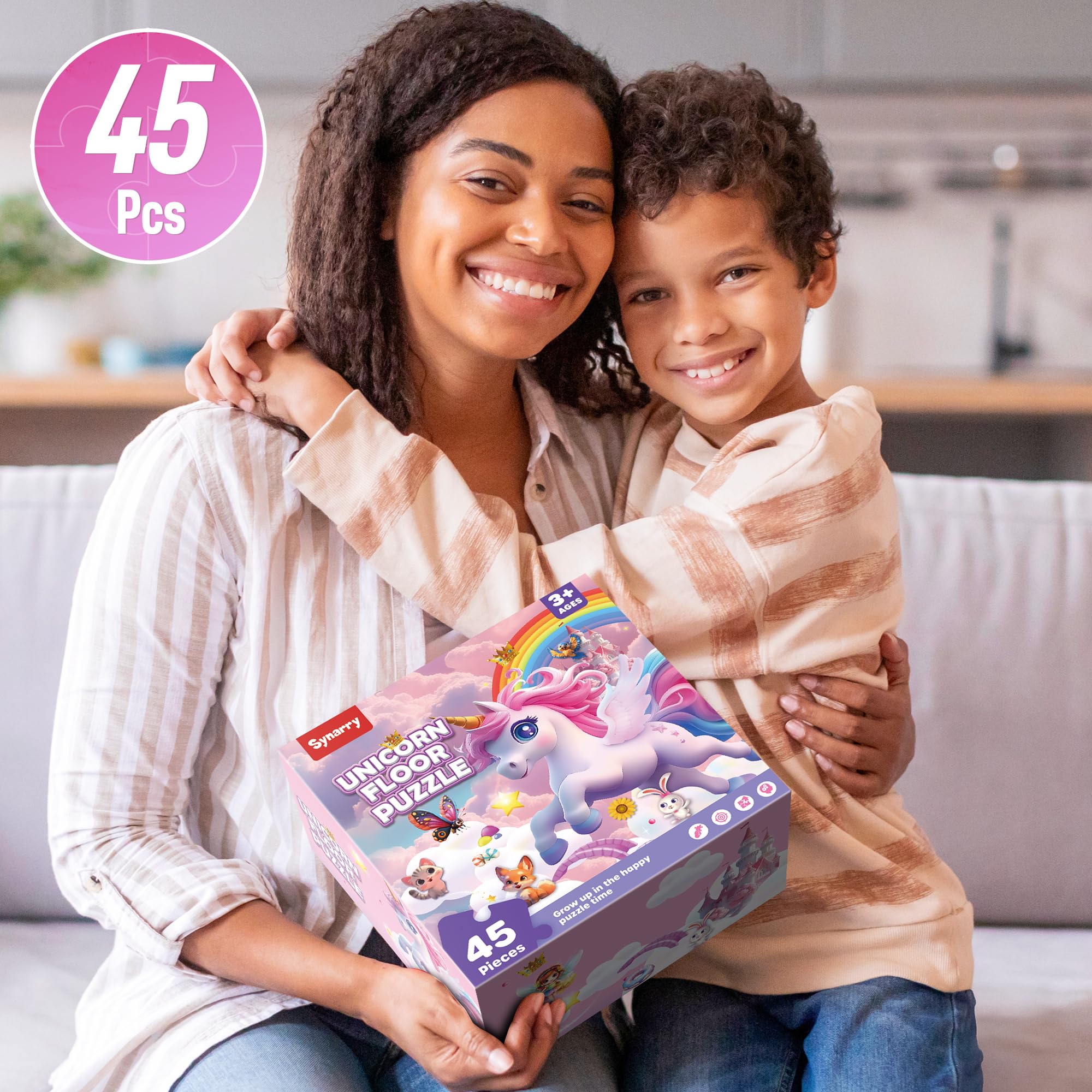 SYNARRY Unicorn Floor Puzzles for Kids Ages 4-6, Large 45 Piece Floor Puzzles for Kids Ages 4-8, Puzzles for Toddlers 3-5, Unicorn Toys Gifts for 3 4 5 6 7 8 Year Old Girls