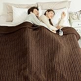LUZARTA Heated Blanket Queen Size Single Control - 84"X90" Soft Double Sided Sherpa Electric Blanket with 6 Fast Heating Levels & 10 hrs Timer Settings, Washable & ETL Certified for Bed, Brown