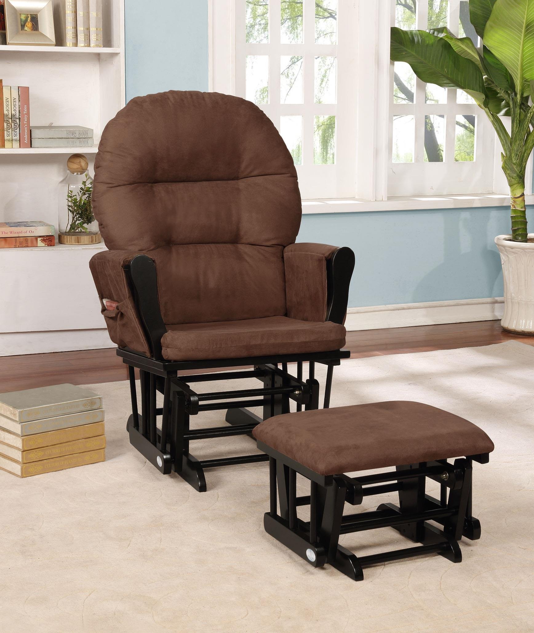 Brisbane Glider And Ottoman Set By Naomi Home Espresso Dark Gray