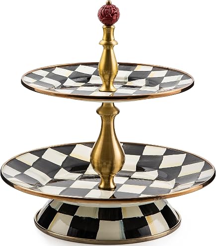 MacKenzie-Childs Enamel Teapot & Cup Set - Courtly Check Black & White High-Tea Collection