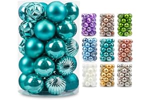 AMS 34ct Christmas Ball Mini Ornaments Party Decorations Shatterproof Festival Pendant Hangings for Xmas Tree Decor(1.57''/40mm,Teal)