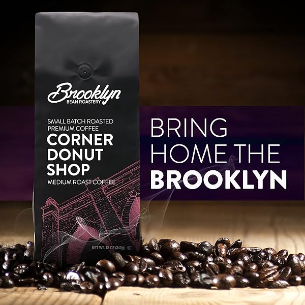 BROOKLYN BEANS CORNER DONUT SHOP 100% ARABICA CRAFT ROASTED GROUND COFFEE, MEDIUM ROAST, 12 OUNCE BAG (BB CD BAG 12)