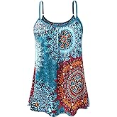 AMVELOP Camisole for Women Built in Bra Casual Pleated Cami Adjustable Spaghetti Strap Tank Top Loose Fit S-XXXXL