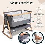Tutti Bambini CoZee Air Crib & Cot - Breathable Baby Rocker - Oak/Charcoal view 6