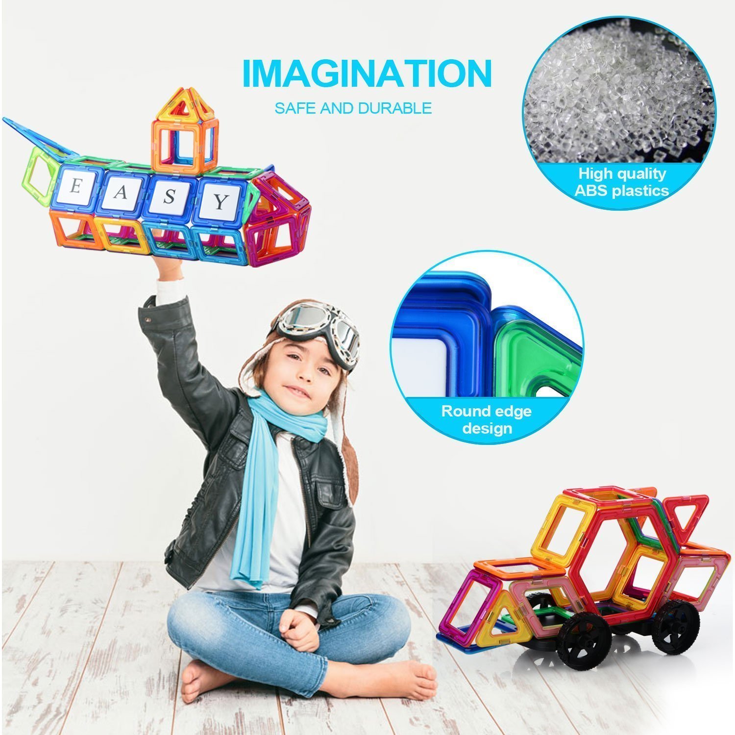 Magnetische Bausteine Für Kinder, 102 Stück Bausteine Regenbogenset Lernspielzeug Tolles Geschenke für Baby Kleinkinder ab 3 Jahre (106 Stück)