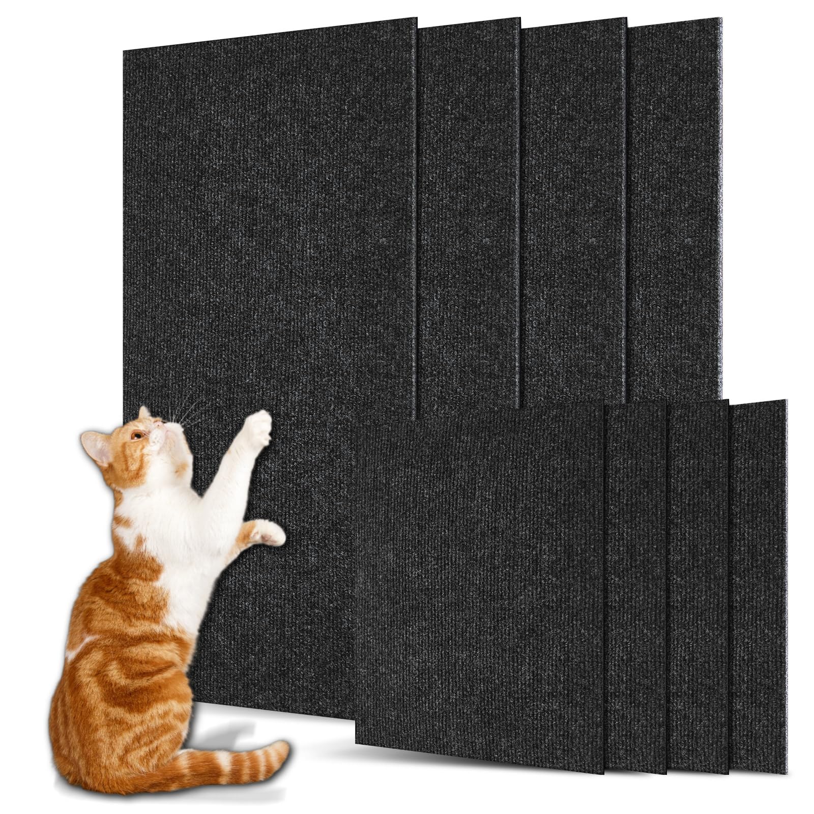 Photo 1 of Vicenpal 8 Pack Cat Scratch Furniture Protector with 2 Sizes 11.81 x 11.81 and 11.81 x 23.62 Pre-Cut Couch Protector from Cat Scratching Climbing Mat Self Adhesive Trimmable for Couch Wall Door