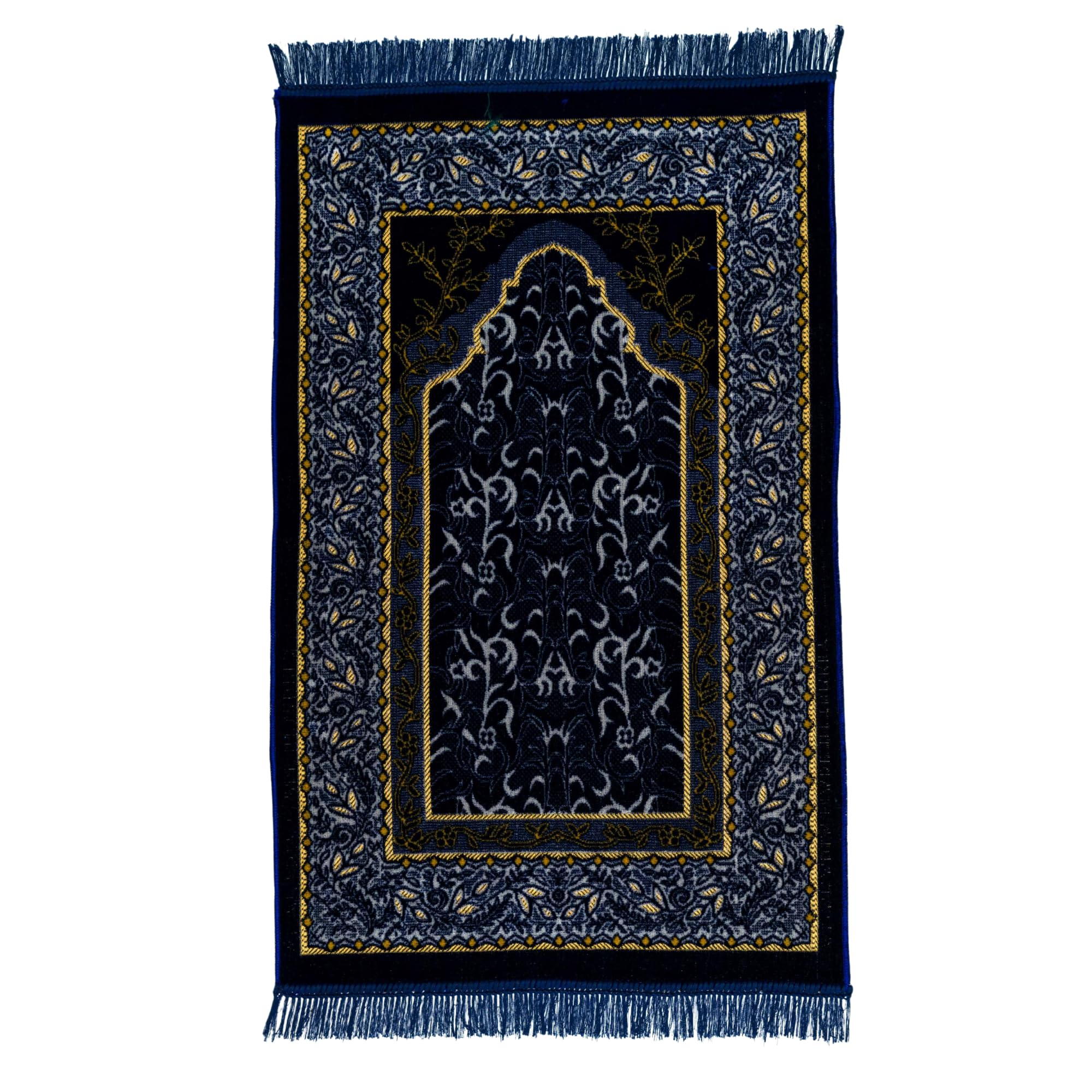 homeart Muslim Prayer Rug, Soft Plush Thin Islamic Prayer Mat, Janamaz, Sajada, Praying Carpet, Islamic Gift for Men & Women, Ramadan Eid Hajj Gift, Jeddah Pattern, Navy