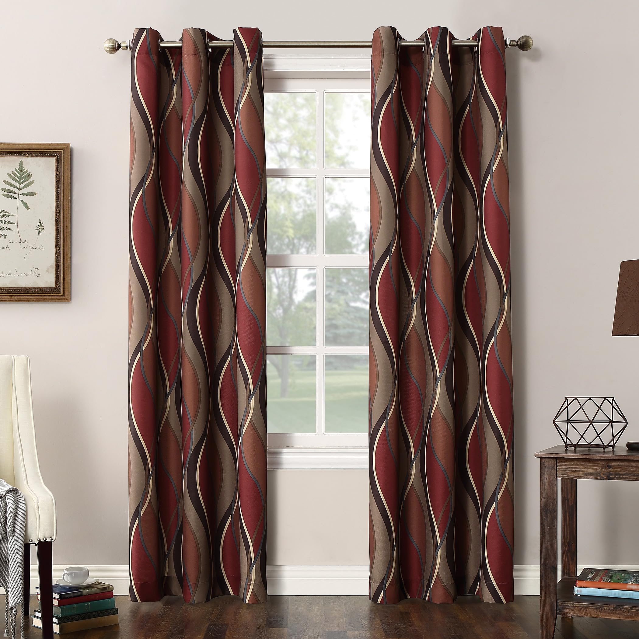 No. 918 Intersect 2-Pack Ogee Print Semi-Sheer Grommet Curtain Panel Pair — image 1