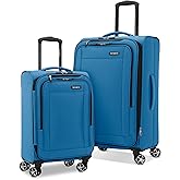 Samsonite Saire LTE Softside Expandable Luggage with Spinner Wheels, Carribean Blue, 2-Piece Set (Carry-on/Medium)
