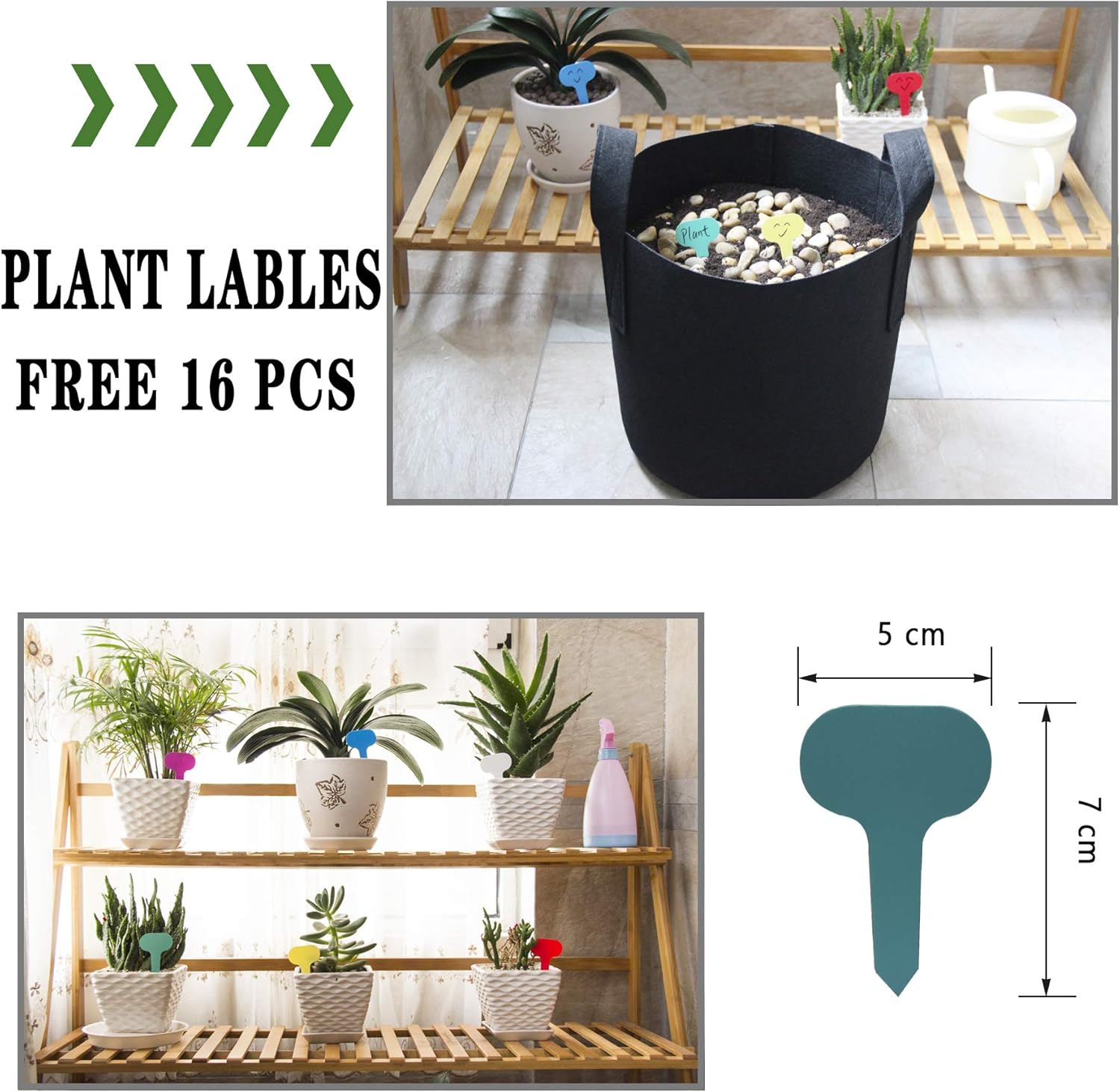 JERIA 16-Pack 3 Gallon Grow Bags, Heavy Duty Thickened Nonwoven Fabric Pots Container with Reinforced Handles, Vegetable/Flower/Plant Grow Pots Come with 16 Pcs Plant Labels : Kitchen & Dining