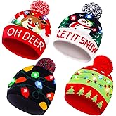 Christmas LED Light-up Knitted Beanie Hat Colorful Flashing Holiday Xmas Christmas Party Supplies(One Size Fits More)