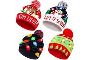 MGPARTY Christmas LED Light-up Knitted Beanie Hat Colorful Flashing Holiday Xmas Christmas Party Supplies(One Size Fits More)