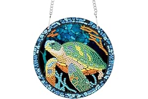 AiYuanzsh Sea Turtle Diamond Painting Hanging Pendant Kit Special Shaped Diamond Dots Art Acrylic Ornaments Diamond Painting Pendant for Adult Kid Home Wall Window Decor Gift