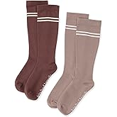 Kindred Bravely Compression Socks 2-Pack | Graduated Compression Socks for Circulation Pregnancy Travel (Taupe & Redwood, Large)