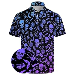 Xdceu Men's Skull Polo Shirts Hawaiian Golf Polo