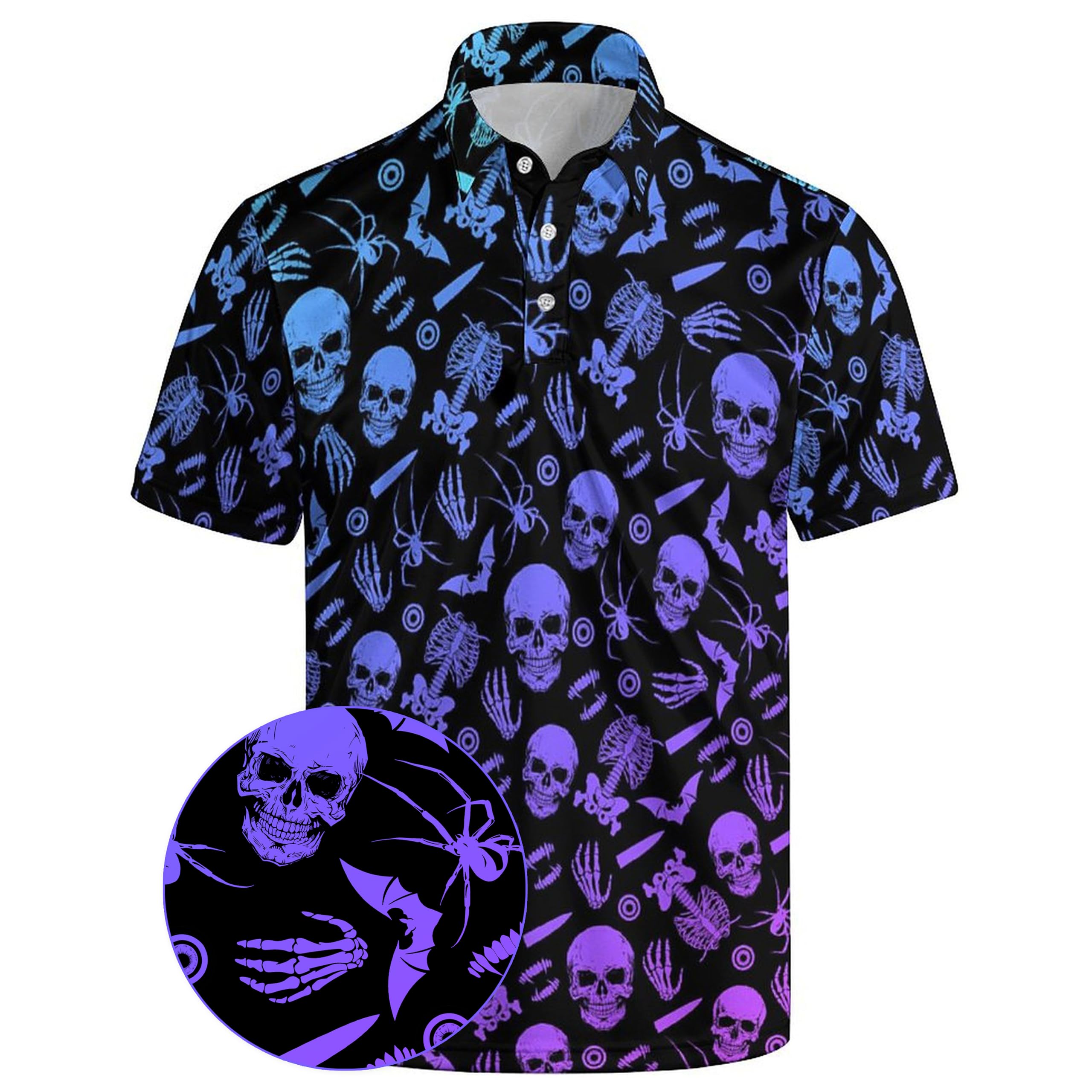 Xdceu Men's Skull Polo Shirts Hawaiian Golf Polo