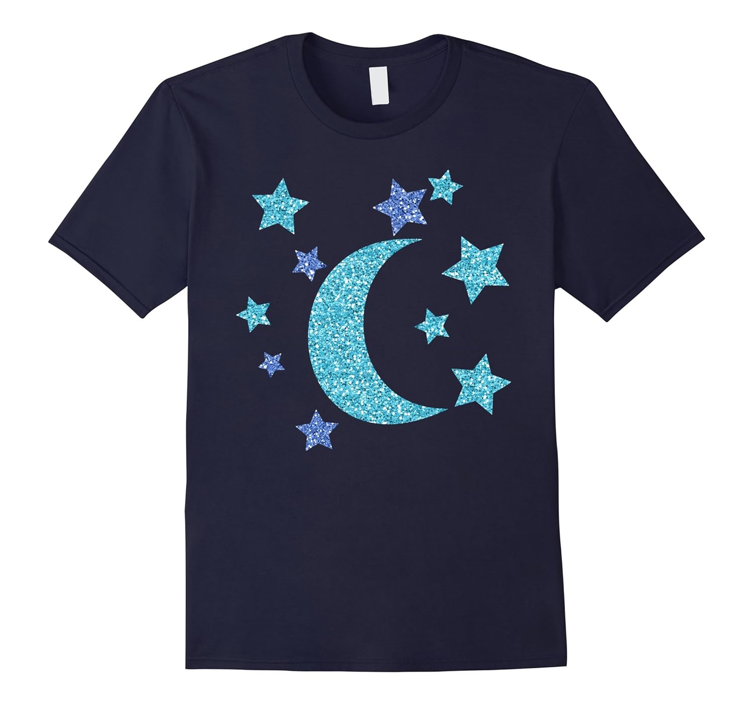 Stars and moon night sky glitter T-shirt-Rose