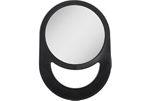 Zadro 10"x7" Oblong Hand Mirror 6" Dia. Round Glass Handheld Mirror Modern Ergonomic Handle Pill Shape Handheld Mirror