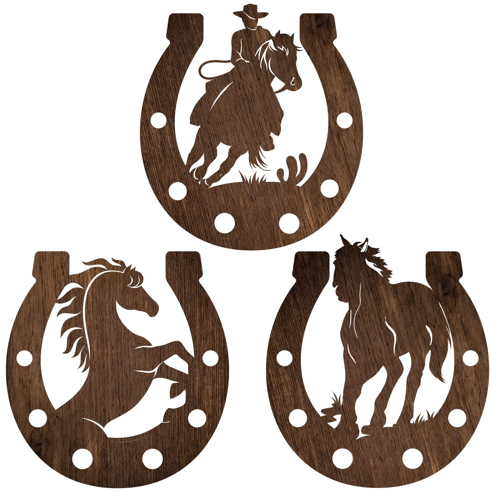 Photo 1 of 3 Pcs Western Wall Decor Horseshoe Wood Wall Art Decor Cowboy Party Decorations Rustic Horse Shoes Decoration Hanging Western Country Cowboy Decorations for Home Bedroom Bathroom
