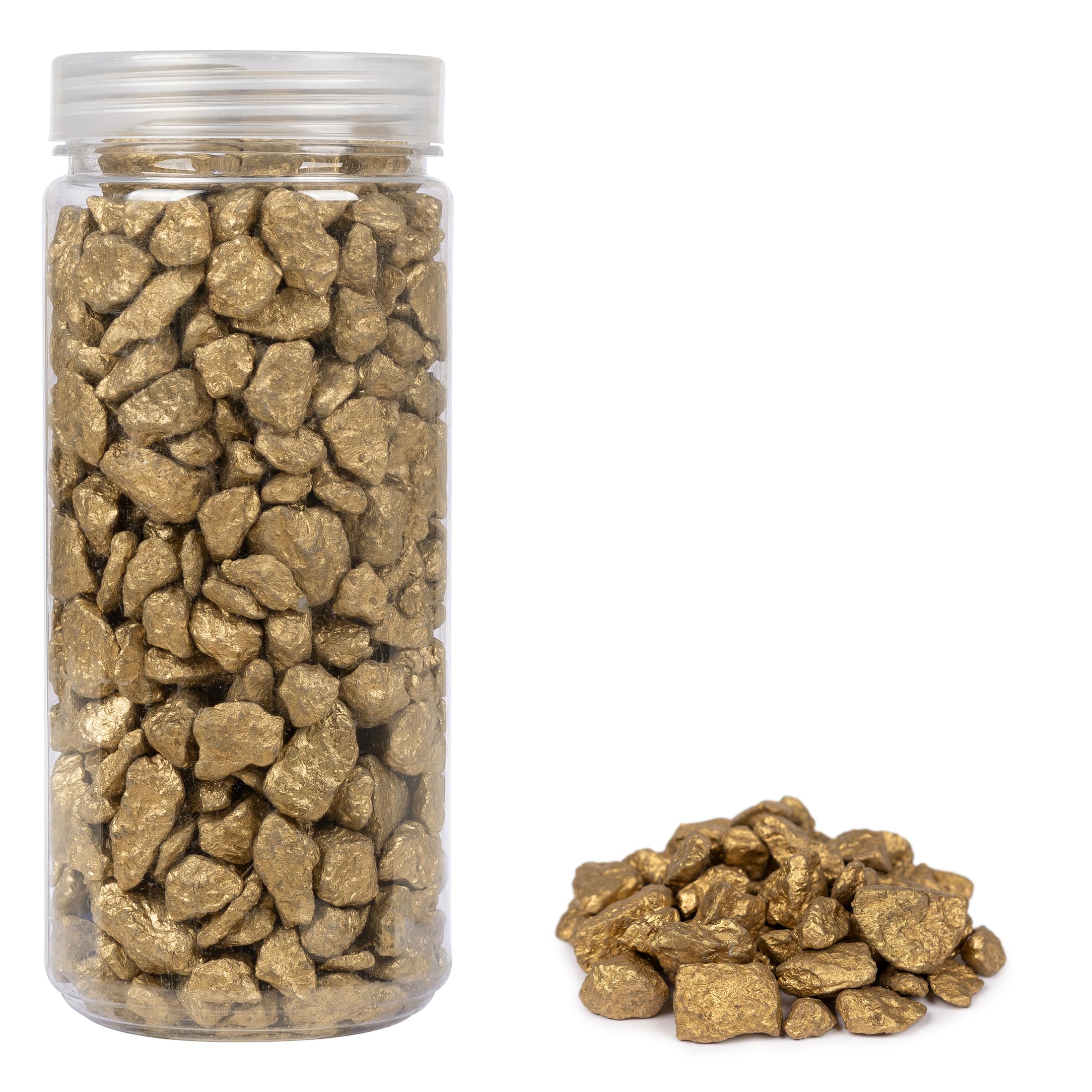 HEKU Large Format Decorative Stones (9-13 mm) in Gold, Approx. 750 g, Versatile, Practical Packaging, Ideal for Decoration and Craft Projects