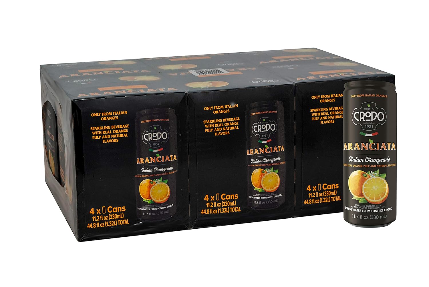 Fonti Di Crodo Aranciata, Italian Sparkling Orangeade, 11.2 Oz. Cans (Pack of 24)