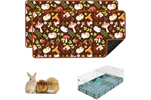 cimiycob Guinea Pig Cage Liners, 2 Pack 49x24in Washable Guinea Pig Bedding, Waterproof Reusable & Anti Slip, Super Absorbent Guinea Pig Pee Pad for Small Animal, Rabbit, Bunny, Chinchilla