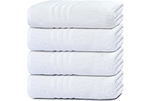 WHITE CLASSIC Wealuxe White Bath Towels 27x54 Inch, Cotton Towel Set for Bathroom, Hotel, Gym, Spa, Soft Extra Absorbent Quick Dry 4 Pack