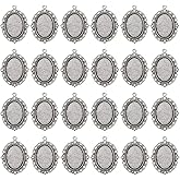 Dcatcher 24 PCS Bezel Pendant Trays Oval Cabochon Settings Trays Pendant Blanks