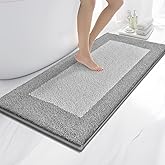 anllugs Bathroom Rugs 24" x 60", Non-Slip Extra Soft Absorbent Bath Rugs, Machine Washable Quick Dry Bath Mats for Bathroom Floor, Shower, Bathtub and Sink, Light Grey & Grey