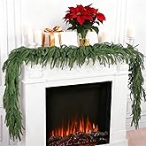 Artificial Norfolk Pine Garland, 6 FT Real Touch Christmas Garland Greenery Garland for Mantle, Fireplace, Table, Wall, Window, Bedroom, Indoor Outdoor Holiday Winter Christmas Decorations