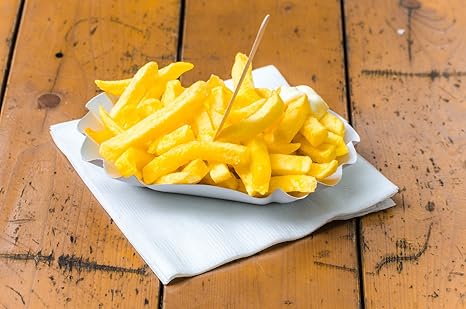 BAMI 250 Stück Pappschale - 10,5 x 17,5 x 3 cm - oval - Pommesschale für Currywurst Pommes Schalen Schale Imbiss Schale Pappe