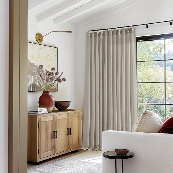 BURLYWOOD BIRCH 90 INCHES LONG 70 INCH WIDE CURTAINS FOR LIVING ROOM LIGHT FILTERING SEMI SHEER MODERN FARMHOUSE PLEATED CURTAIN BACK TAB FOR PATIO SLIDING DOOR DINING ROOM LARGE WINDOW 1 PANEL 70X90